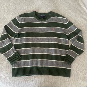 Vintage Y2K 90’s American Eagle Outfitters Green/Gray Stripe Crewneck Sweater XL